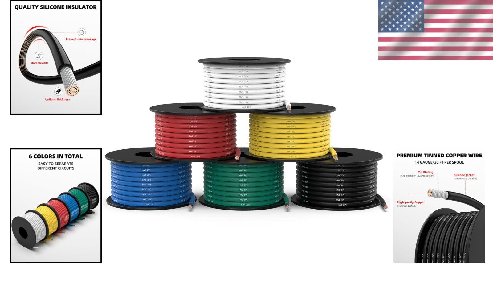 Versatile 180ft 16 AWG Silicone Wire with Tinned Copper - Ideal for DIY Projects