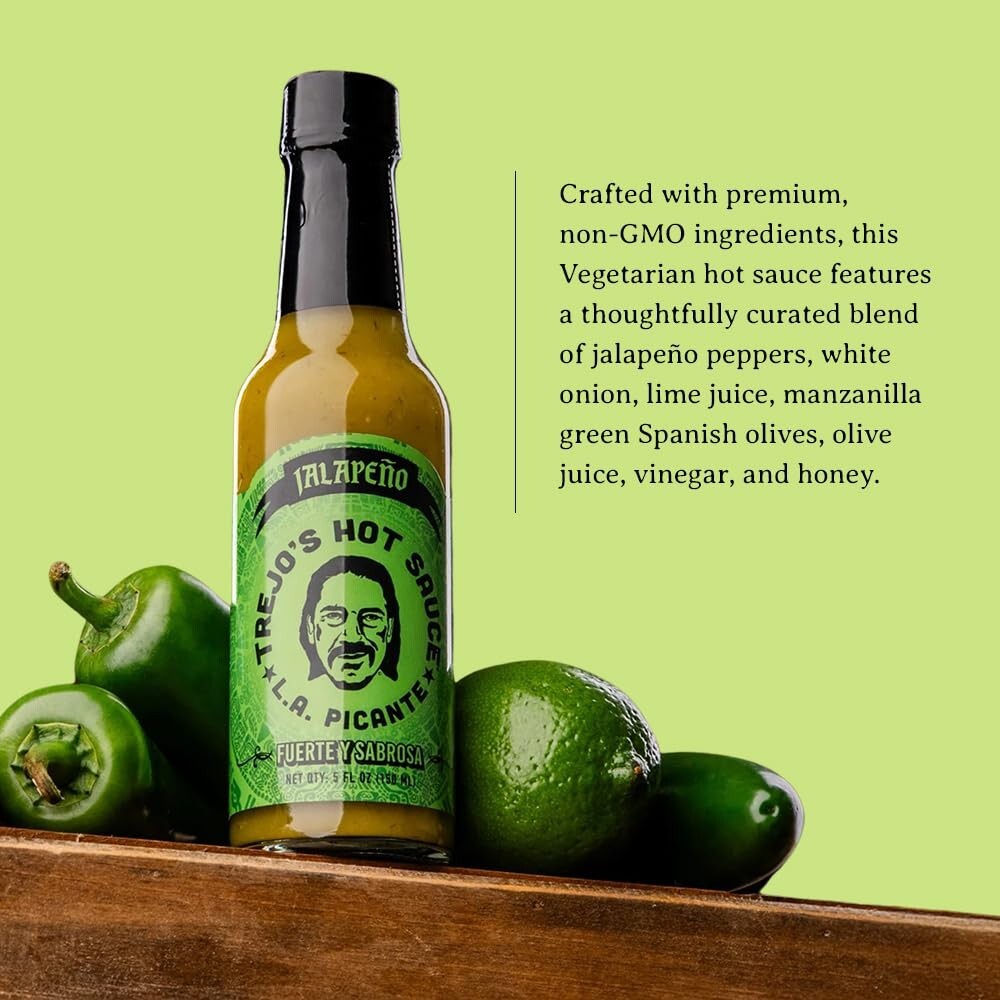 Flavorful Trejo's Hot Sauce with Lime, Honey & Green Olives | Non-GMO | 12 Count