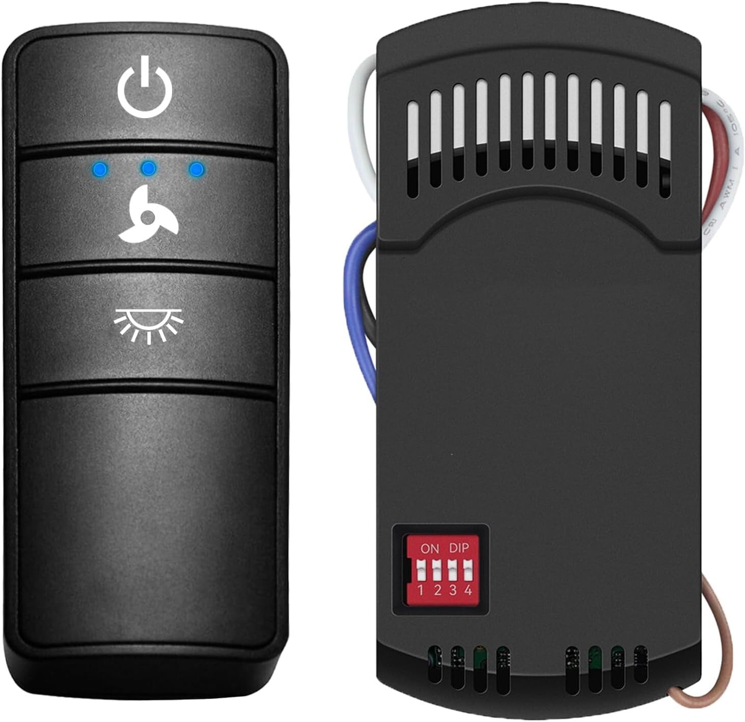 Ergonomic Universal Remote Kit for 3-Speed Ceiling Fans - Light Dimming Feature