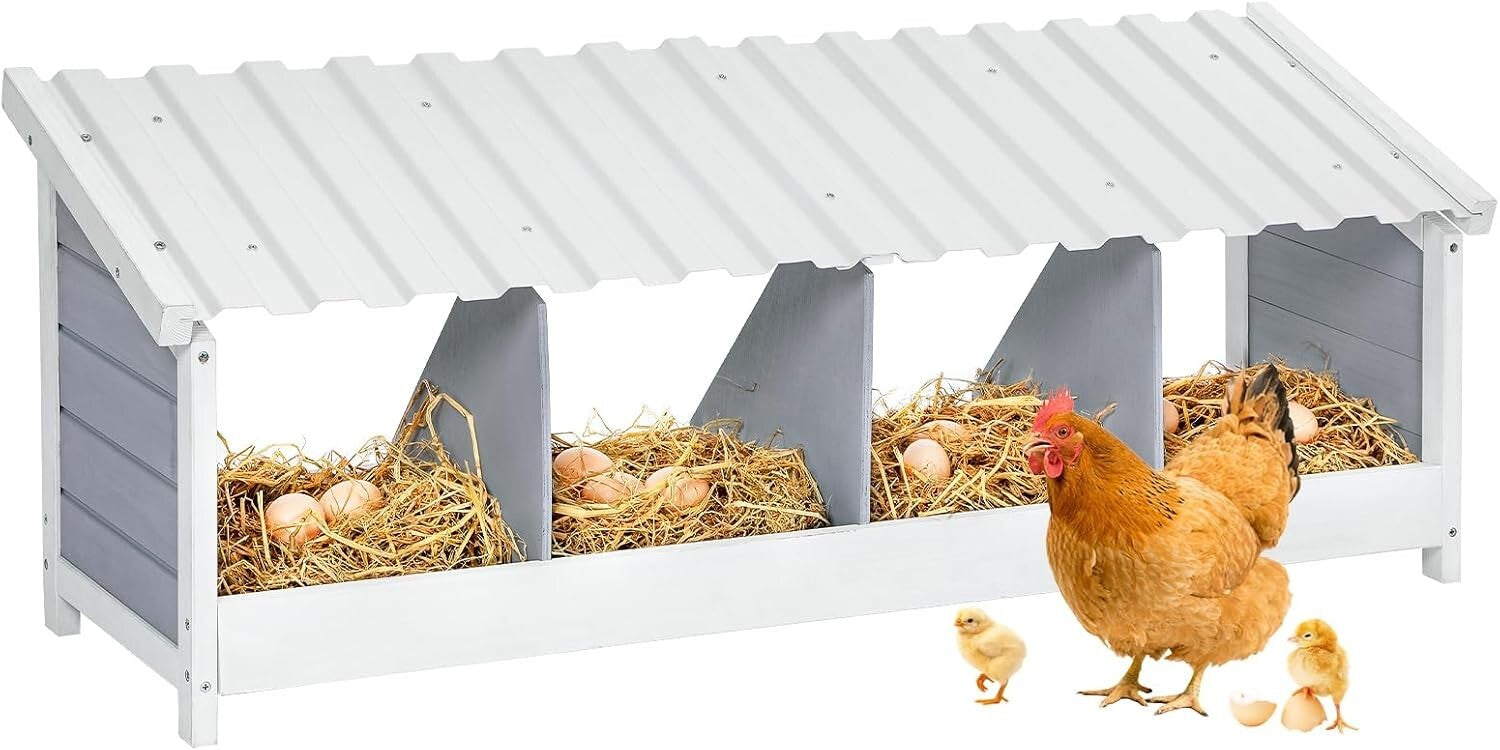 Premium Wooden Chicken Nesting Box - Weatherproof & Easy to Clean Design