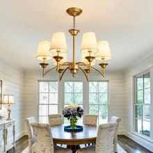 Load image into Gallery viewer, Elegant 6 Light Gold Pendant Chandelier with Fabric Shades - Modern Home Fixture