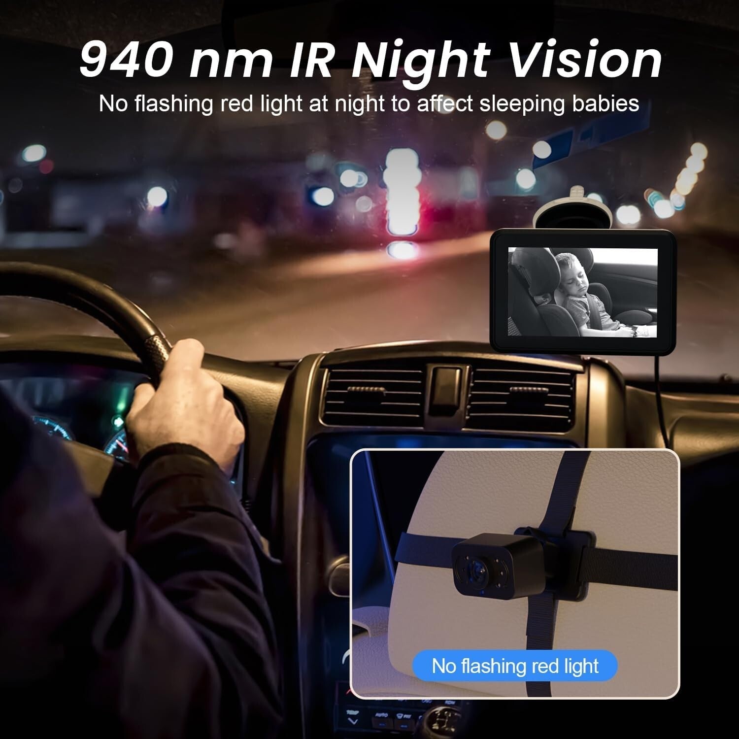 Easy Install Baby Car Camera with 1080P Display - For Safe Travels with Twins