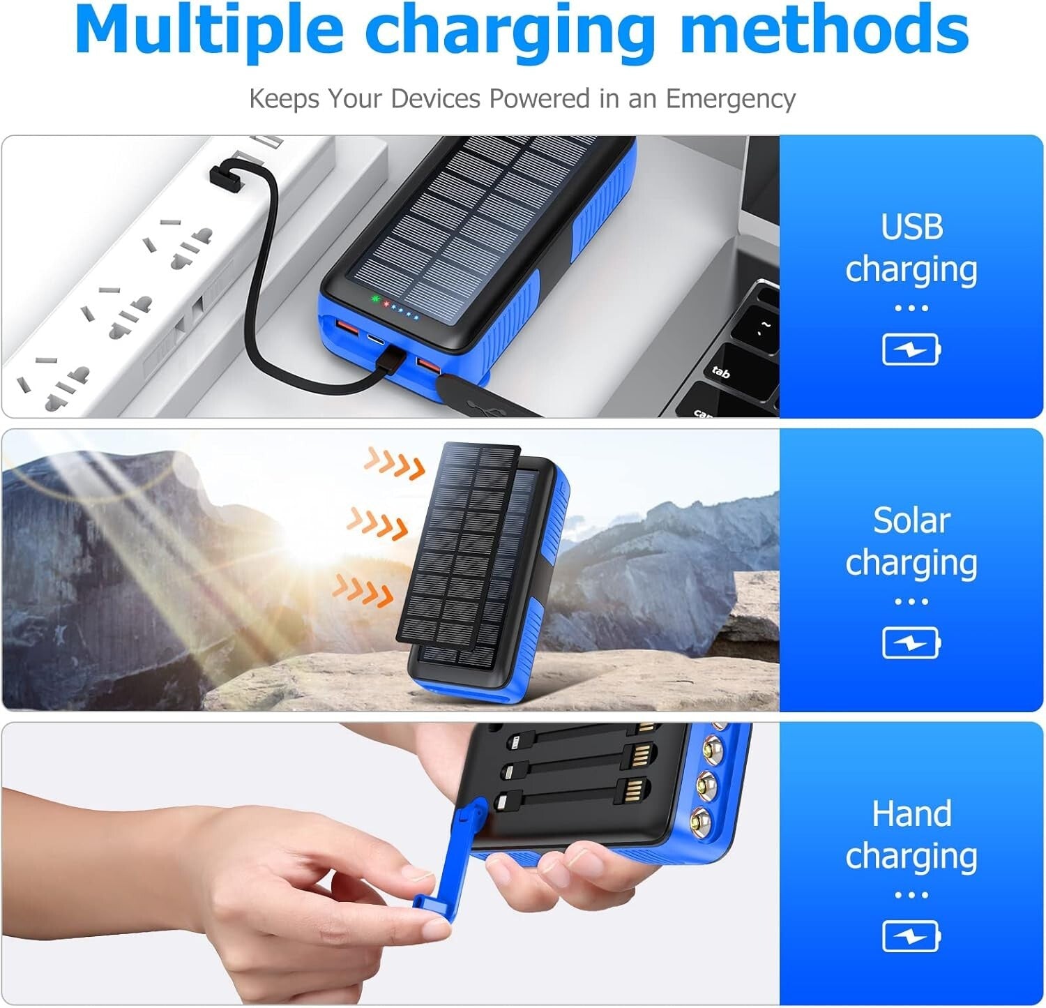 Portable 63200mAh Solar Power Bank with Fast Charging & Emergency Flashlight