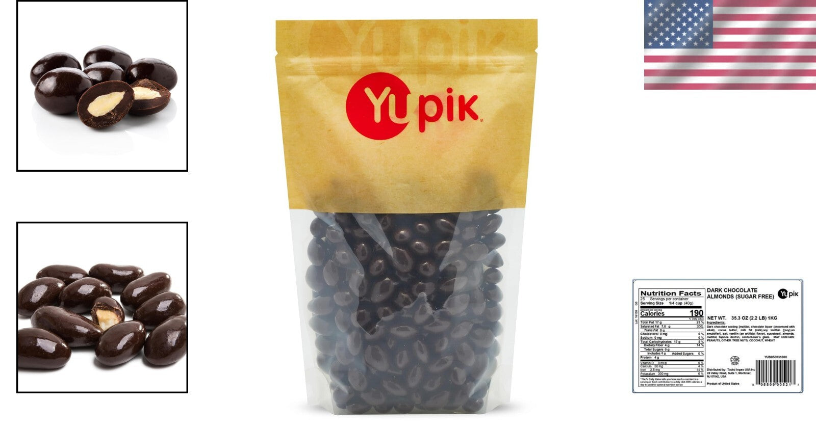 Delicious Sugar-Free Dark Chocolate Almonds - 2.2 lbs of Nutty Indulgence