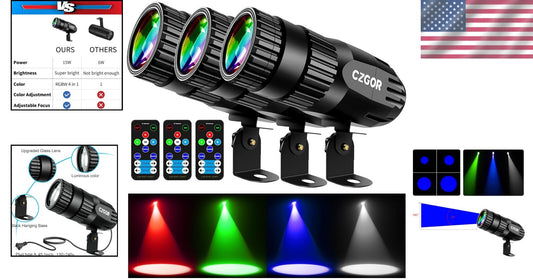 Versatile 3-Pack LED Pinspot Lights with Remote for Brilliant Event Illumination