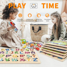 Load image into Gallery viewer, Wooden Educational Puzzle Set for Toddlers with Storage Rack - 6 Engaging Themes