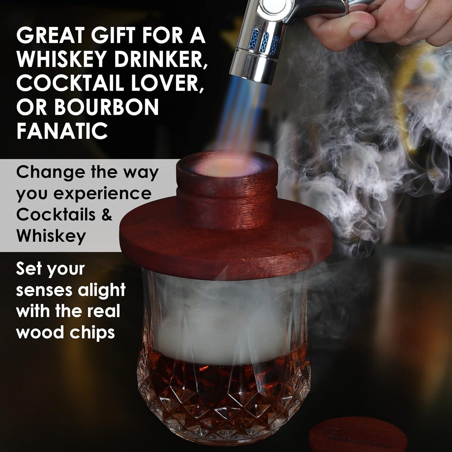 8 Flavor Whiskey Smoker Kit with Wooden Box - Elevate Your Drinking Experience