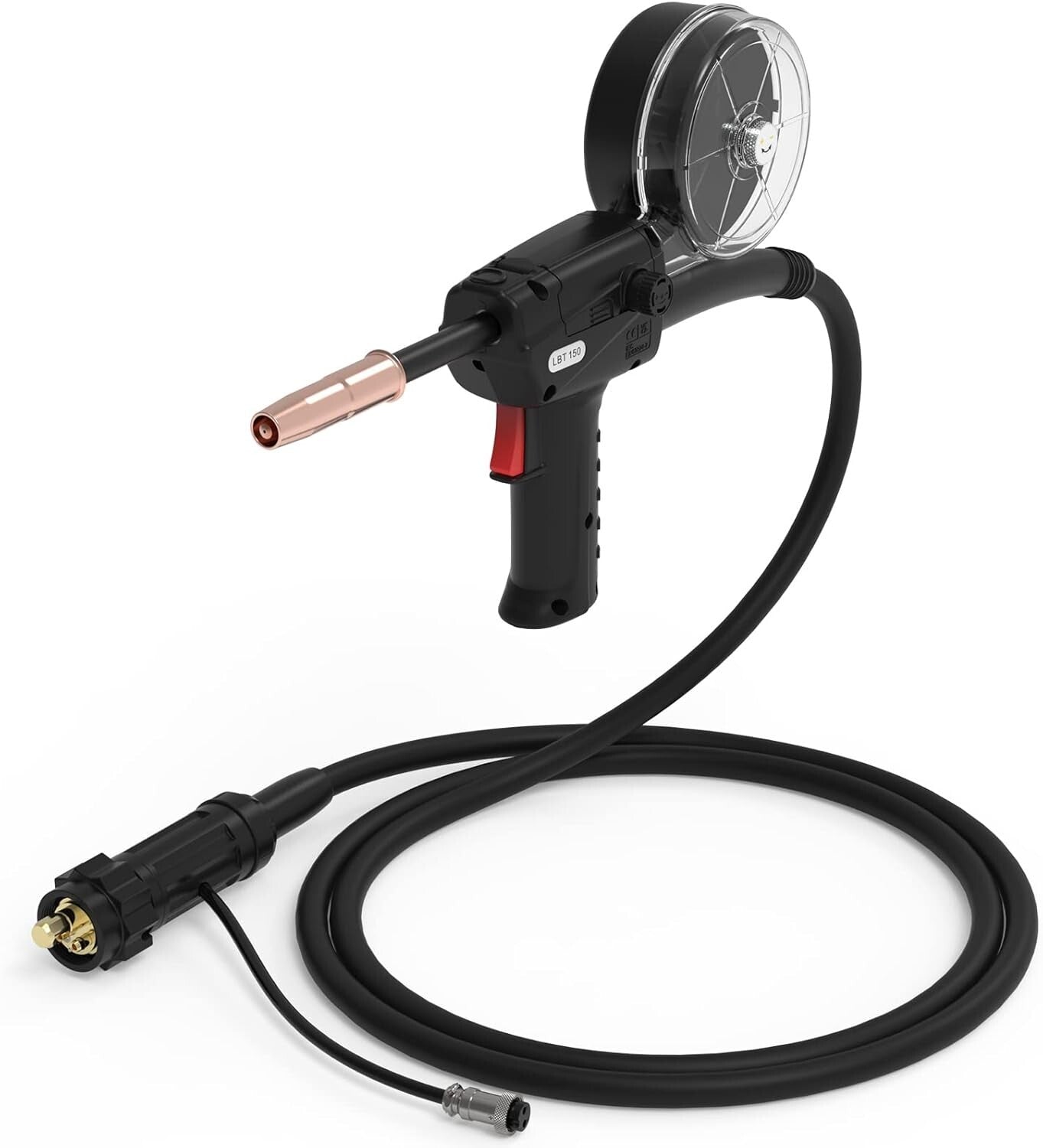 Versatile 150A Spool Gun for Aluminum Welding with Clear Plastic Housing