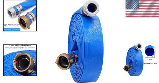Durable 2" x 25ft PVC Water Pump Hose with Aluminum Fittings for Efficient Use