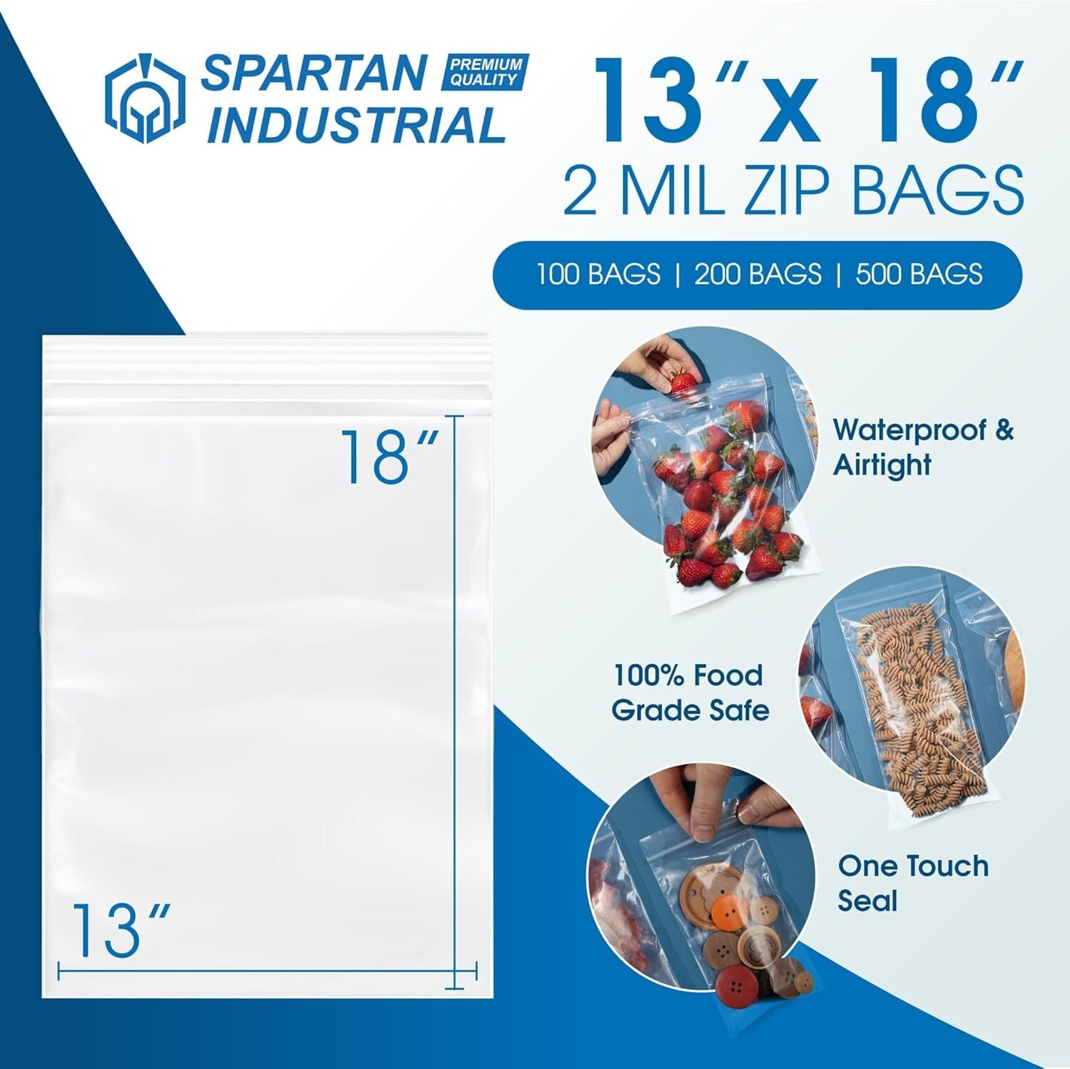 Versatile 200 Count 13” X 18” Clear Resealable Bags - Perfect for Packing