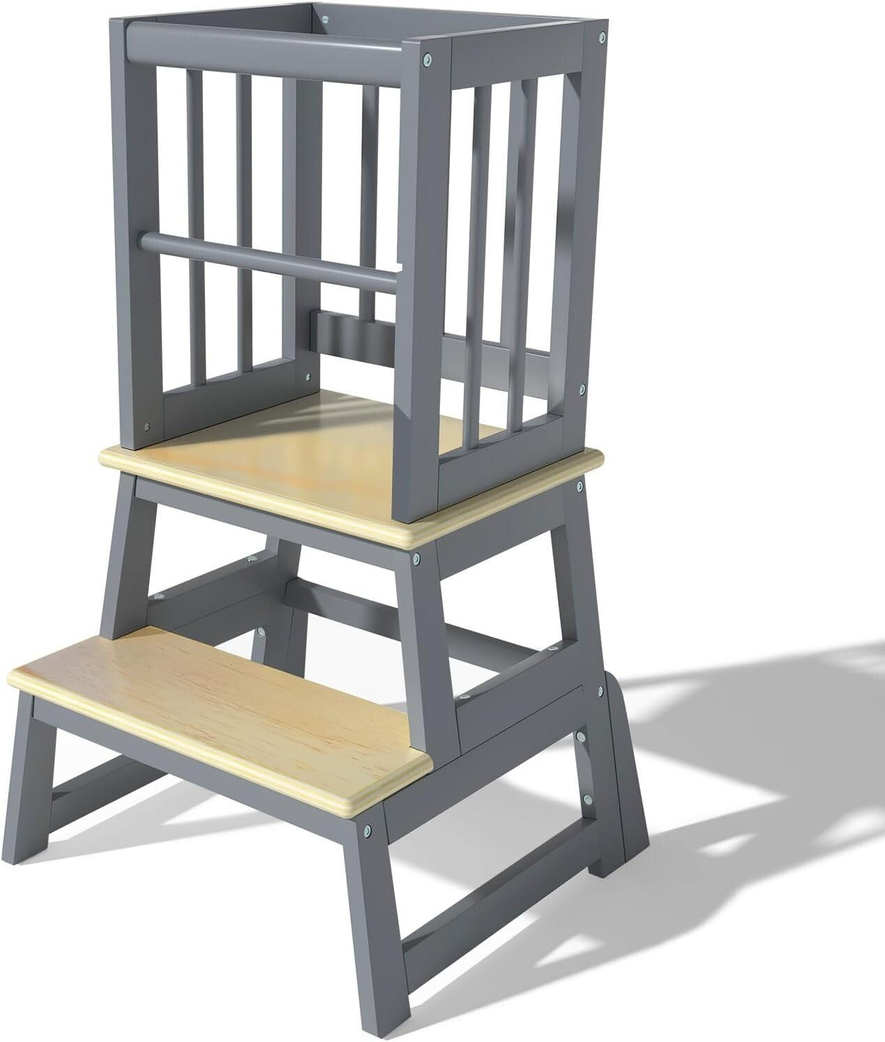 Child-Friendly Kitchen Stool with Non-Toxic Safety Features - 2025 Gray Design