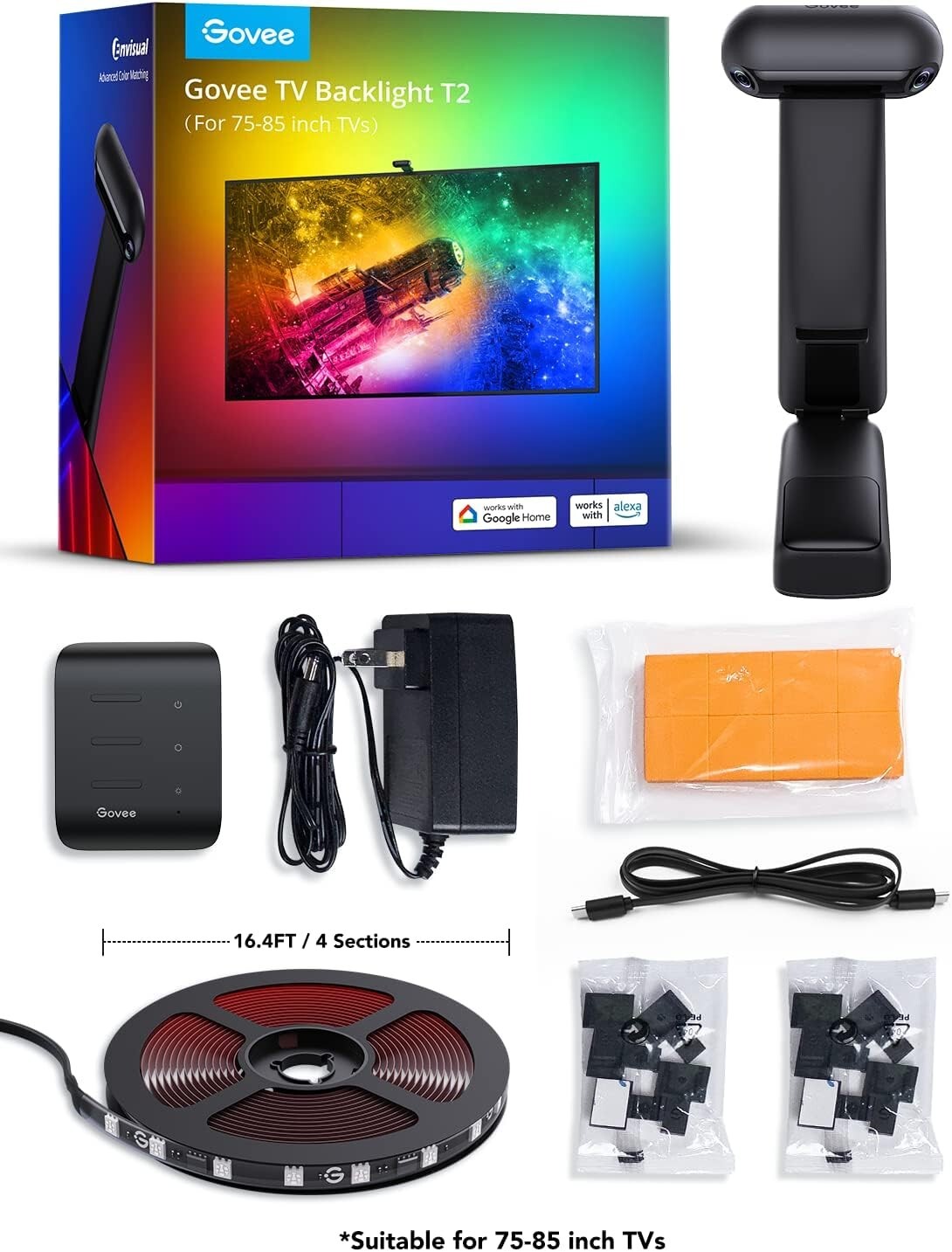 Dynamic 16.4ft TV LED Backlight with RGBIC and Dual Cameras for Festive Viewing