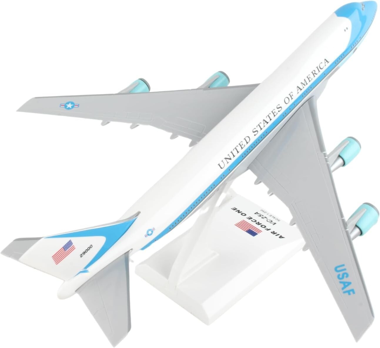 Collectible Boeing 747-200 Air Force One Model with Display Stand - 1:250 Scale