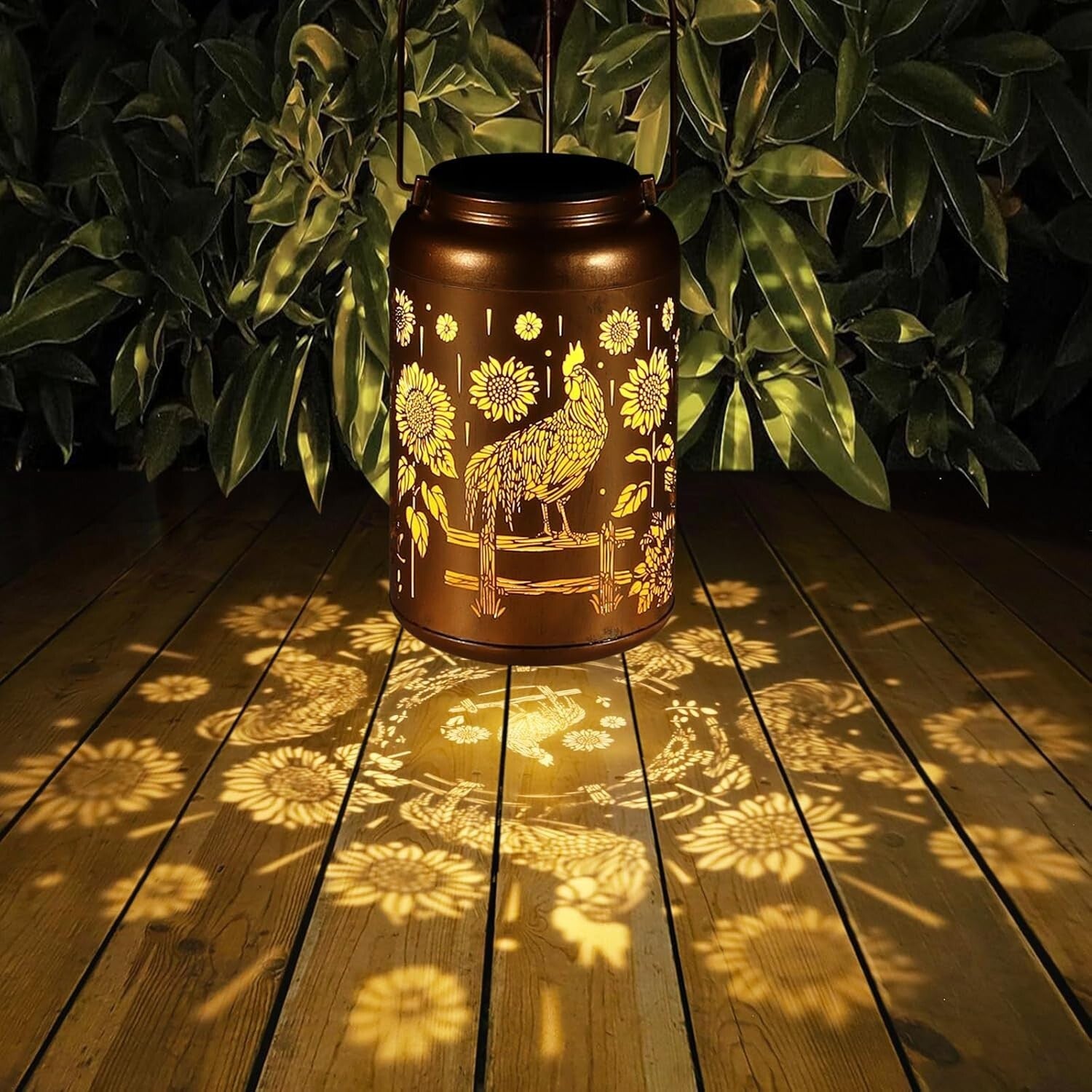 Charming Gold Solar Lantern – Waterproof Garden Lights with Hummingbird Pattern