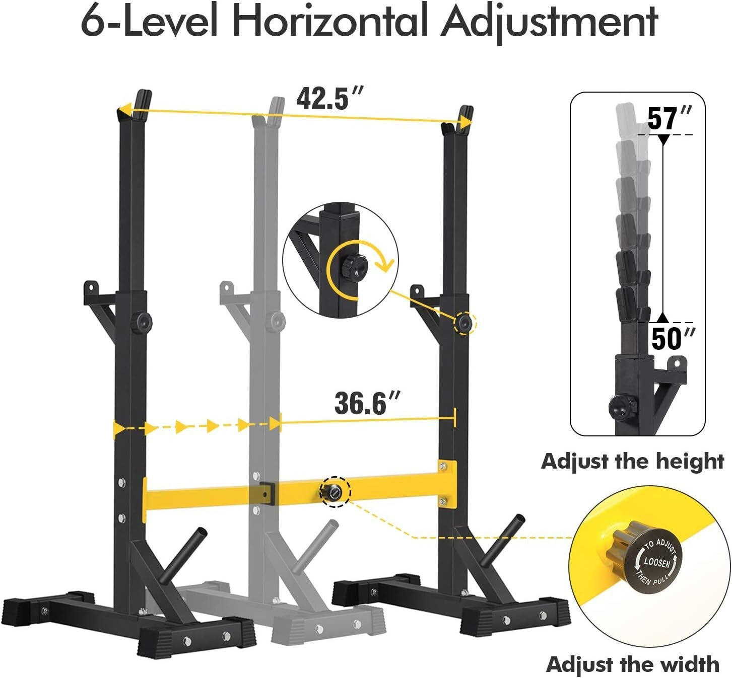 Heavy-Duty Home Gym Squat Rack - Adjustable Barbell Storage with Safety Features