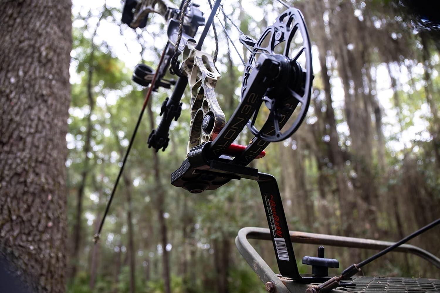 Compact Hi-Profile Bow Holder for Tree Stands - Fits All Hunting Models