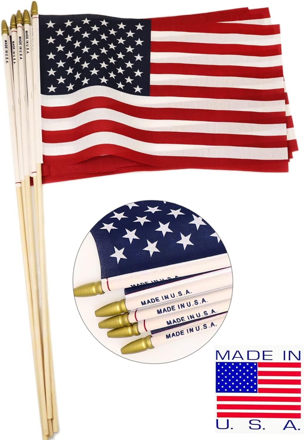 Patriotic Handheld Flags 12x18 - Ideal for Memorial Day & Graduation Ceremonies
