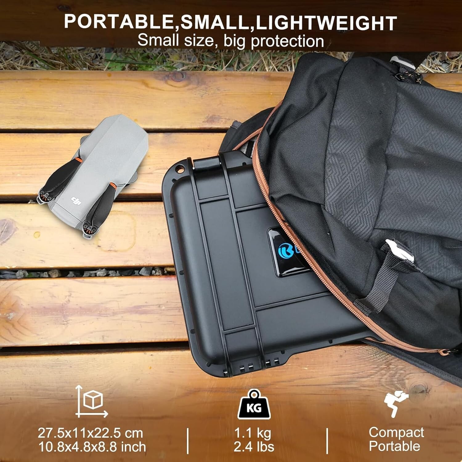 All-in-One Waterproof Case for DJI Mini Drone & Accessories - Travel Ready