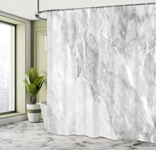Load image into Gallery viewer, Unique White Grey Marble Pattern Shower Curtain - Modern Fabric Bathroom Style