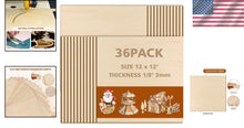 Load image into Gallery viewer, Premium 36 Pack Unfinished Basswood Sheets - Ideal for Carving &amp; Making Models