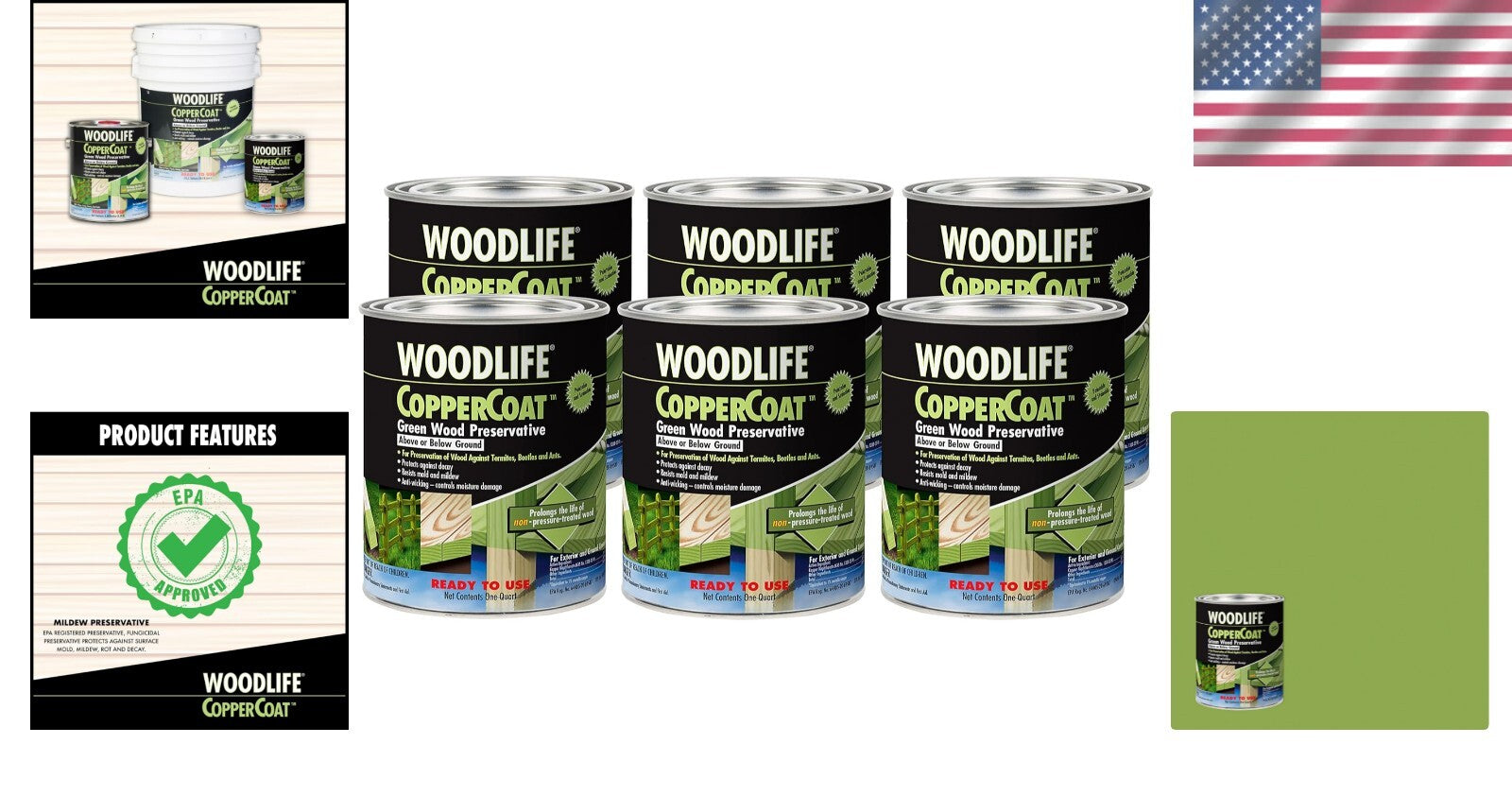 6-Pack EPA Registered Green Wood Preservative Quart for Long-Lasting Protection