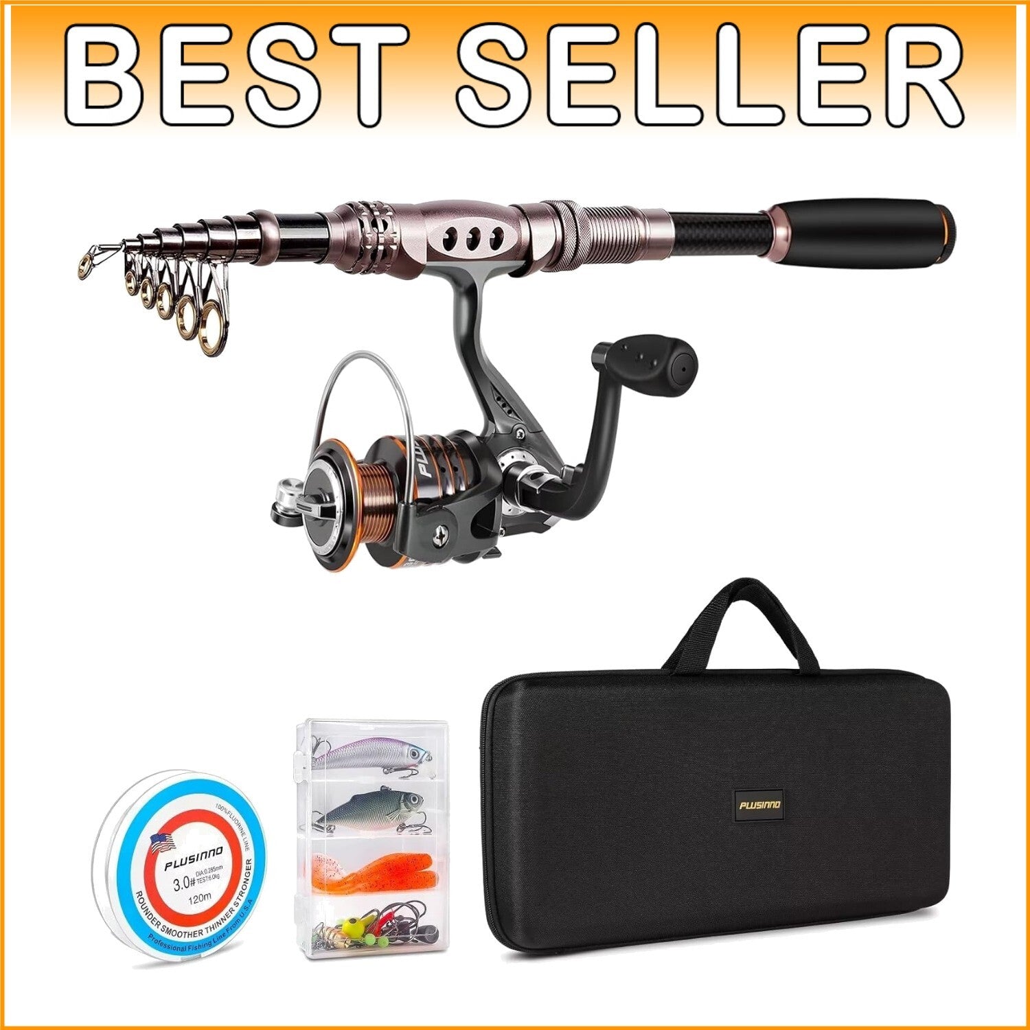 Complete Fishing Kit with 8.86ft Telescopic Rod & Reel - Perfect for Beginners