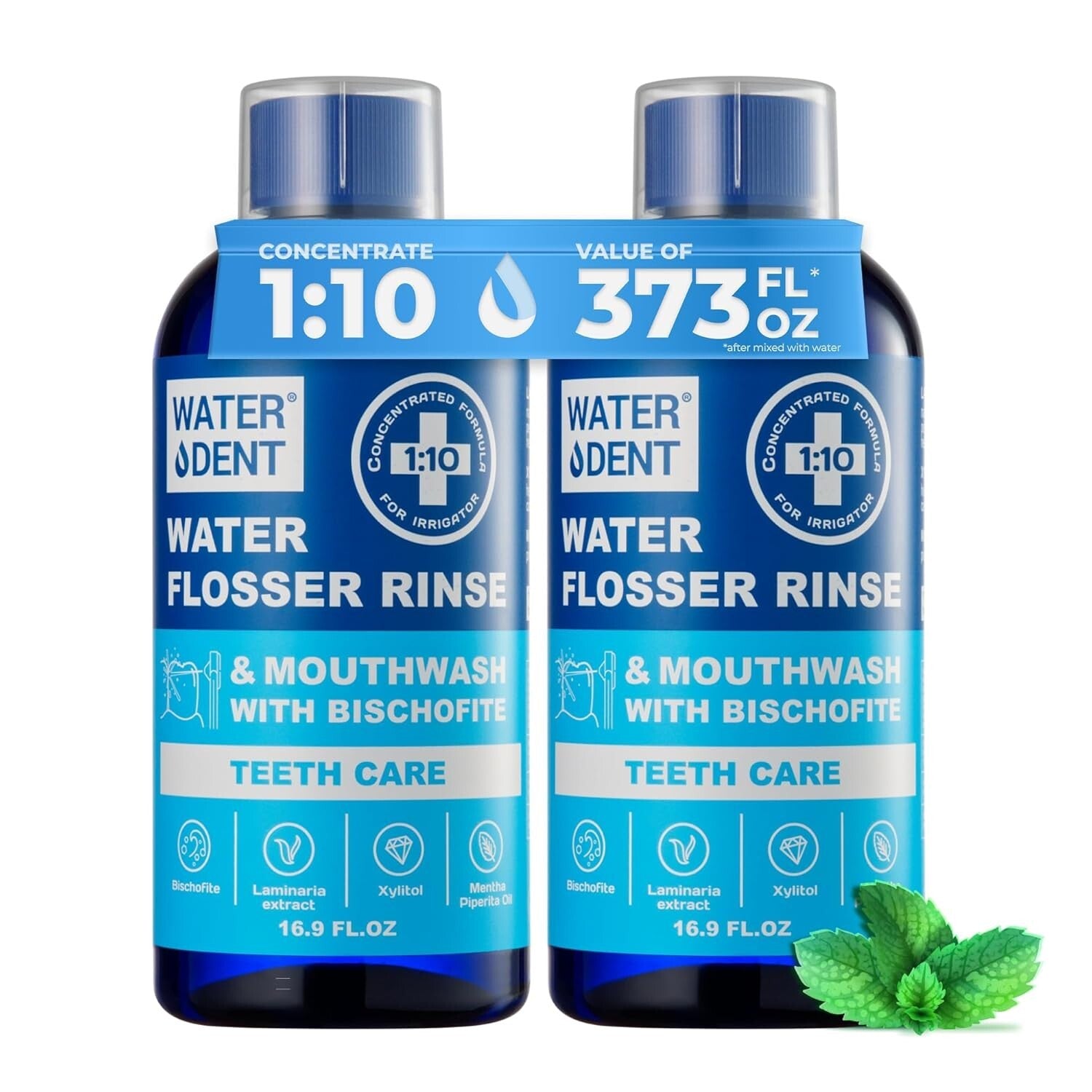 2-Pack Mint Flavor Concentrated Rinse for Enhanced Water Flossing & Fresh Breath