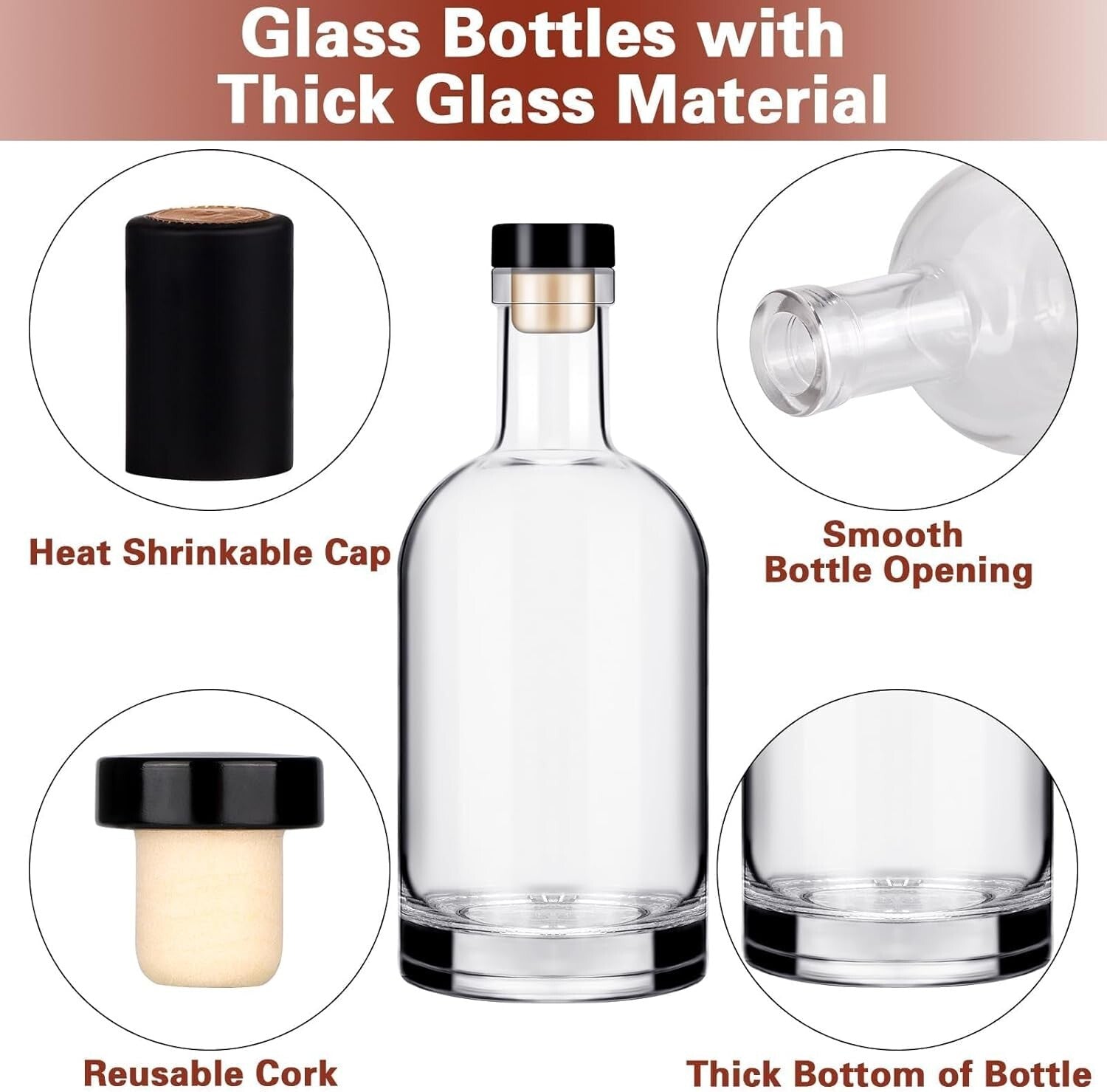 75 ml Reusable Glass Bottles with Cork Stoppers - Ideal for Wine and Beverages