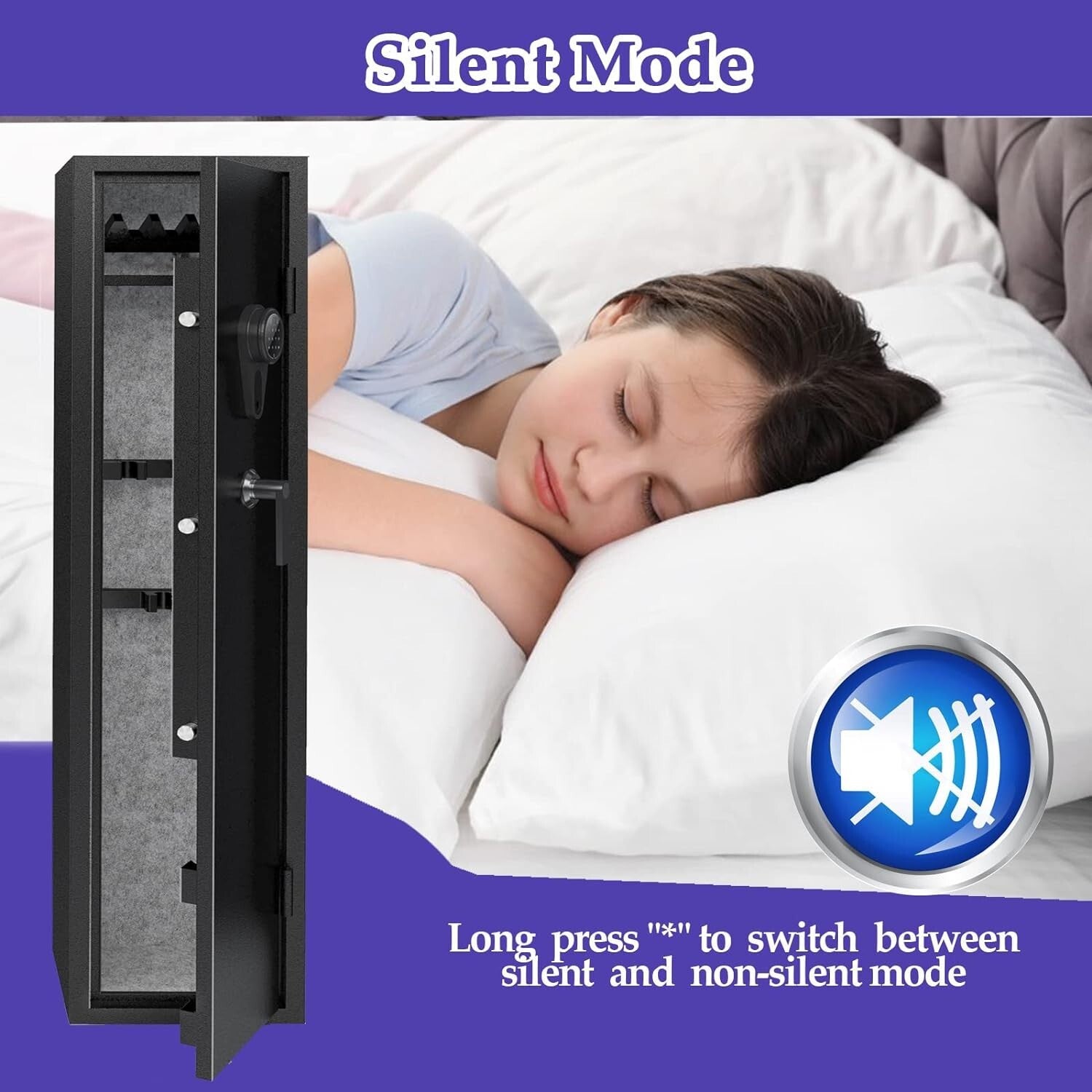 Secure 3-5 Rifle Safe with LED Lighting & Anti-Theft Features - Wall/Floor Mount