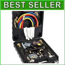 Load image into Gallery viewer, Automotive 4 Valve Manifold A/C Gauge Set – Complete with Essential Accessories