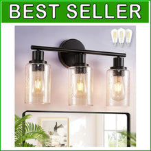 Load image into Gallery viewer, 3-Light Modern Vanity Fixtures - Matte Black Wall Lamp with Bubbled Glass Shades