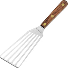 Load image into Gallery viewer, Professional-Grade Chef's Slotted Turner 3" x 6" with Oiled Walnut Handle