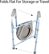 Load image into Gallery viewer, Folding Bedside Commode Chair for Adults - Supports 300lbs, 42 Liners Included