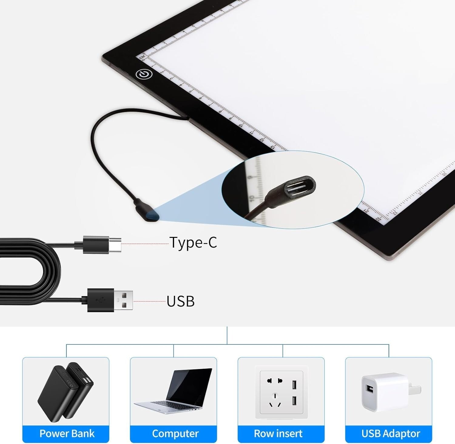 Multi-Functional A4 Dimmable Light Board for Crafting & Drawing - 0.2'' Thick