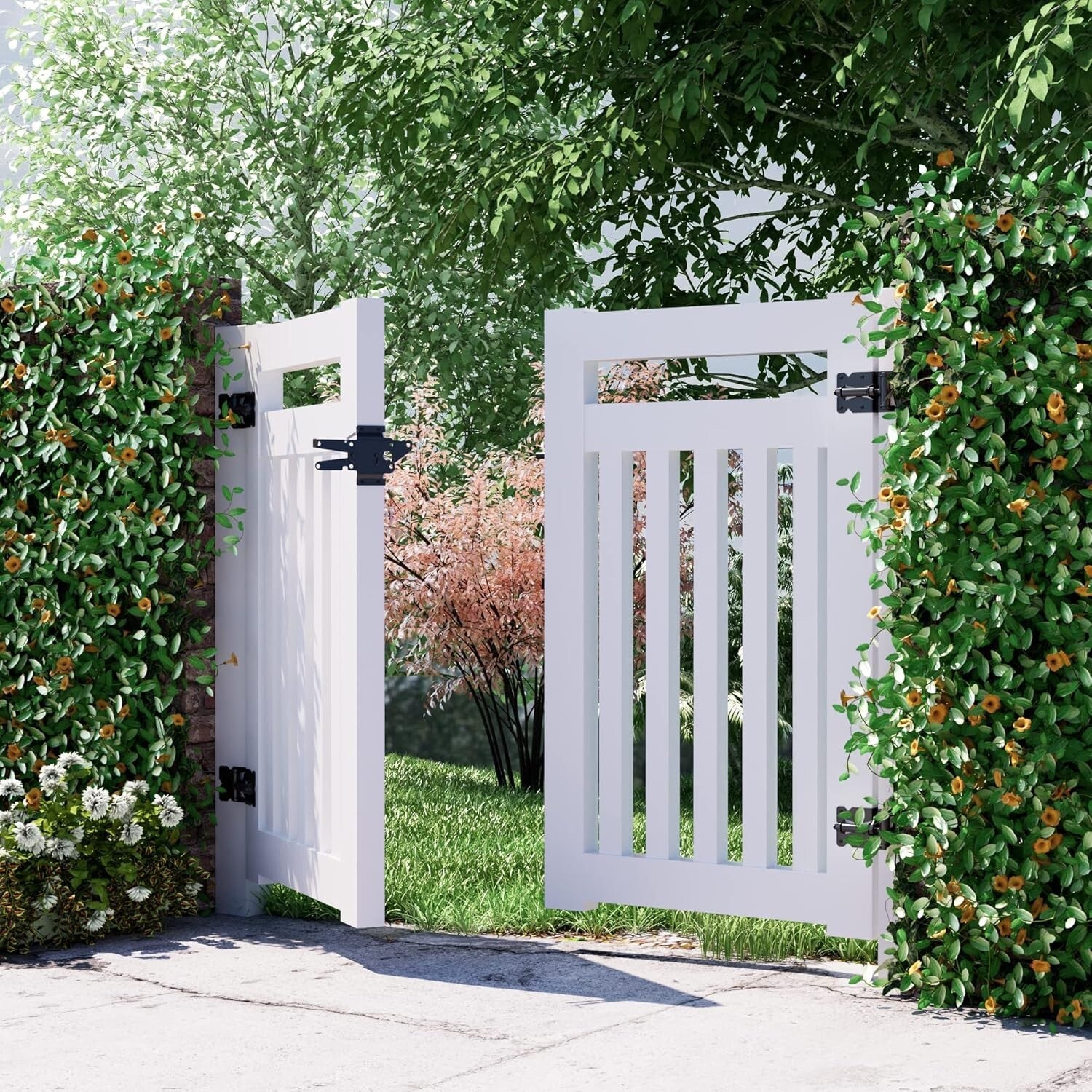 Durable Self-Closing Gate Hardware Kit: Stainless Steel Hinges & Latch Set