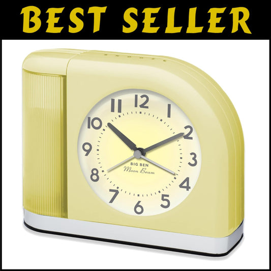Big Ben Moon Beam Retro Alarm Clock in Yellow - Vintage Design with Charm