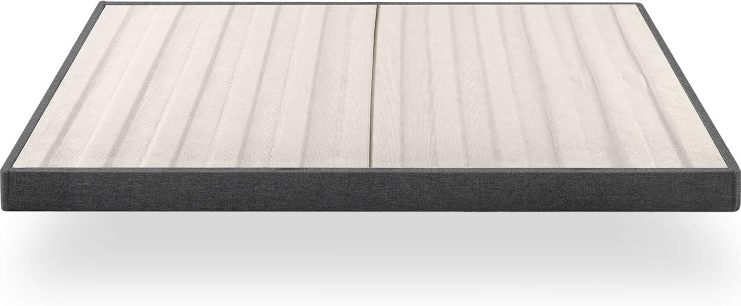 Durable Upholstered Box Spring, Grey Fabric Queen Foundation - Compact Package