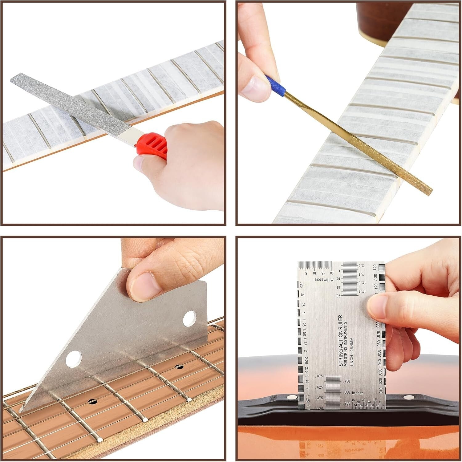 Professional Guitar Luthier Fret Repair Tool Kit with Neck Rest & Leveling Beam