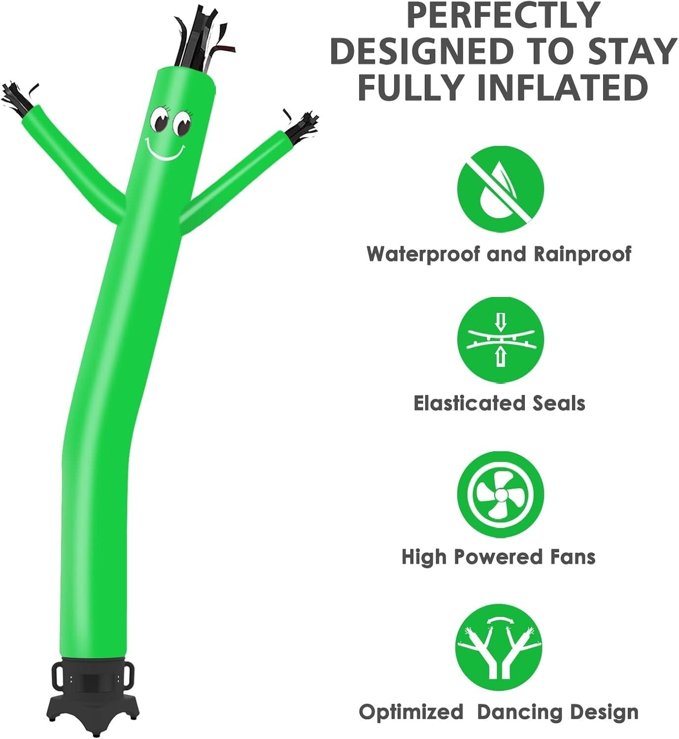10ft Green Inflatable Waving Dancer Tube Man with Blower - Perfect Holiday Sign