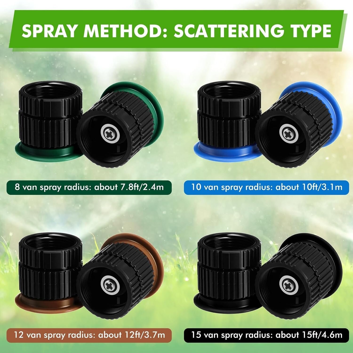Adjustable 16-Pcs Nozzle Set for Rainbird and Hunter Sprinklers - 8-15 Van
