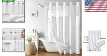 Load image into Gallery viewer, Modern White Shower Curtain with Easy Install Snap-in Liner for Luxury Bathrooms