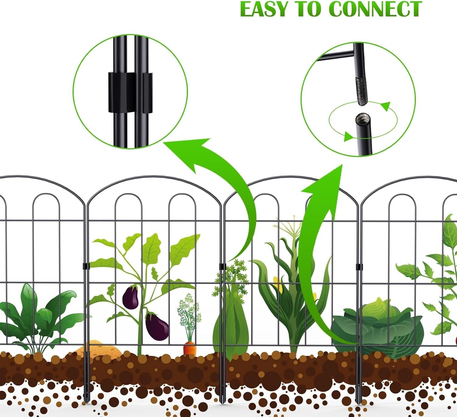 Multi-Purpose Wrought Iron Garden Fence - 28 Decorative Panels, Easy to Assemble