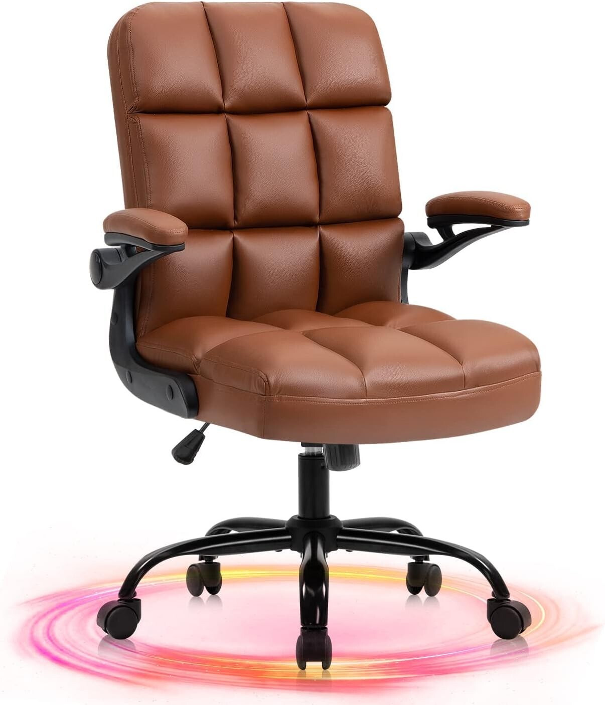 Ergonomic Rolling Swivel Desk Chair with Leather Finish for Modern Home Offices
