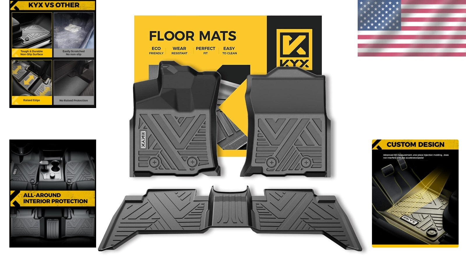 Non-Slip All Weather Floor Liners for 2018-2023 Tacoma Double Cab - Easy Clean
