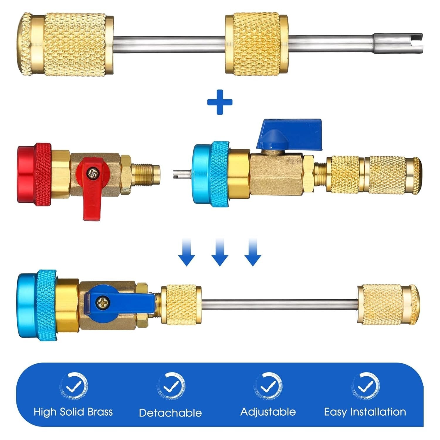 Durable 35-Piece Air Conditioning Valve Core Tool Kit with O-Rings & Removers
