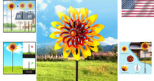 Load image into Gallery viewer, 62" Sunflower Wind Sculpture - 360° Kinetic Metal Pinwheel for Garden Decor