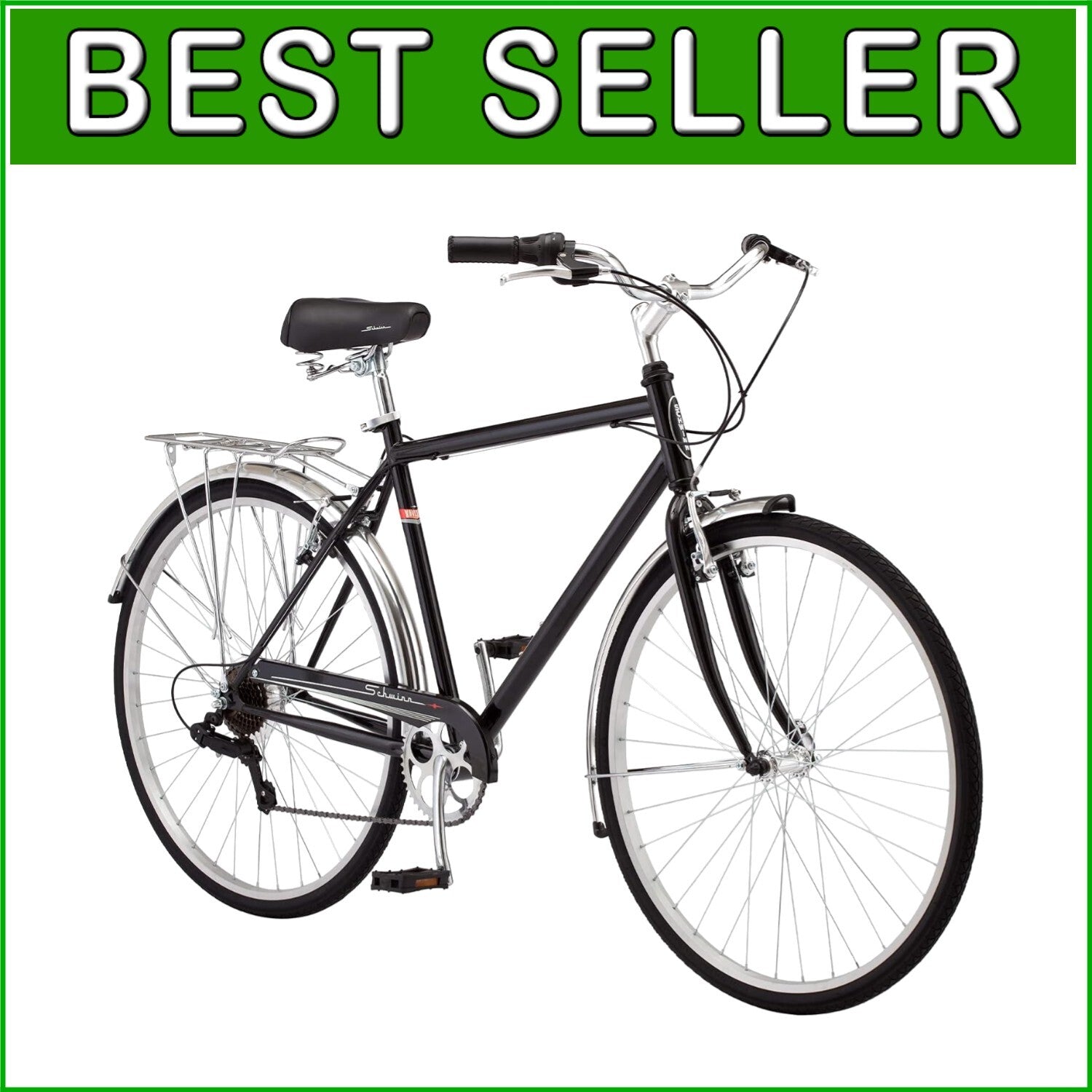 7-Speed Unisex Hybrid Bike with Retro Steel Frame and Cargo Rack for Easy Riding