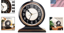 Load image into Gallery viewer, Classic Black and Gold 10-Inch Silent Desk Clock - Ideal Living Room Accent