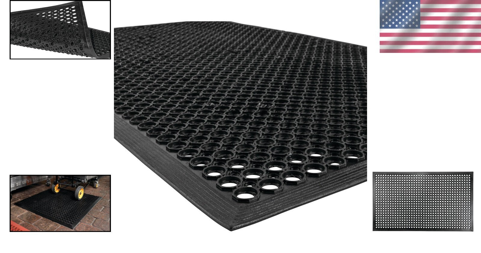 3' x 5' Commercial Kitchen Drainage Mat - Lightweight, Anti-Slip & Beveled Edges