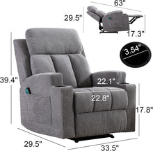 Load image into Gallery viewer, Ergonomic Manual Recliner with 8 Massage Motors &amp; Storage - Modern Gray Style
